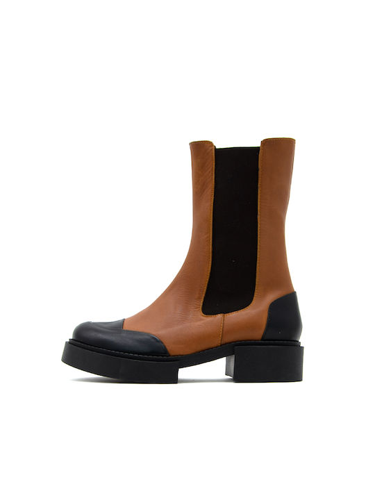 BACALI COLLECTION LEATHER CHELSEA BOOTS WOMEN BACALI COLLECTION ΜΑΥΡΟ- ΤΑΜΠΑ (BCL-X22-27-L)