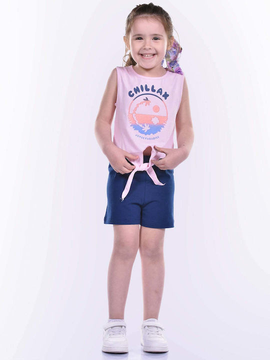Kinder-Set mit Shorts Sommer 2Stück Pink/Black