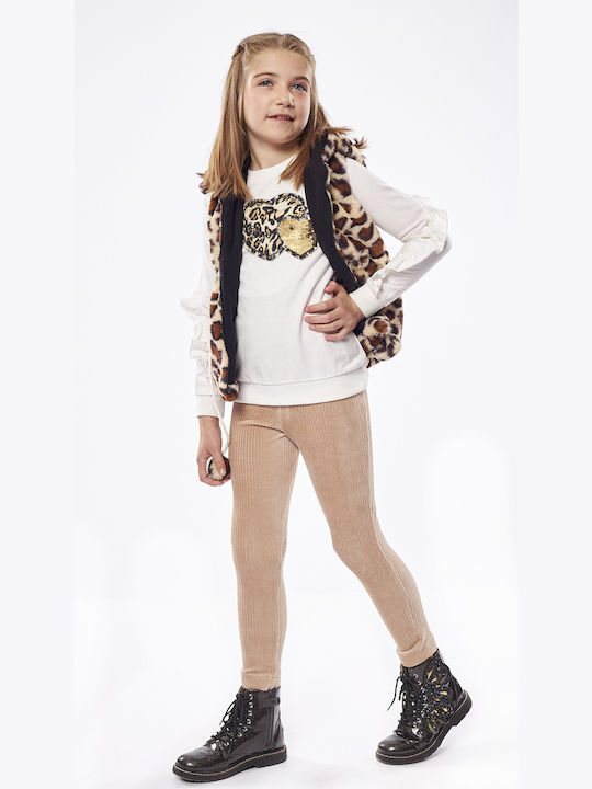 Εβίτα Kids Set with Leggings & Jacket Winter 3pcs Beige