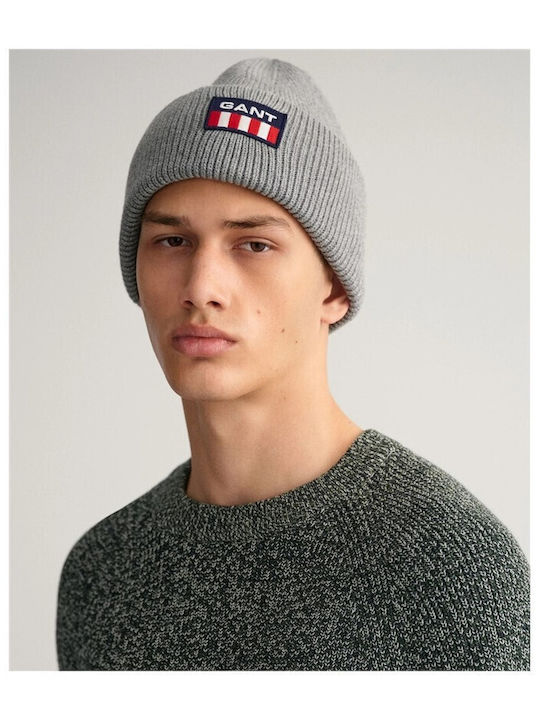 Retro Shield Beanie Ανδρικός Σκούφος Πλεκτός σε Γκρι χρώμα
