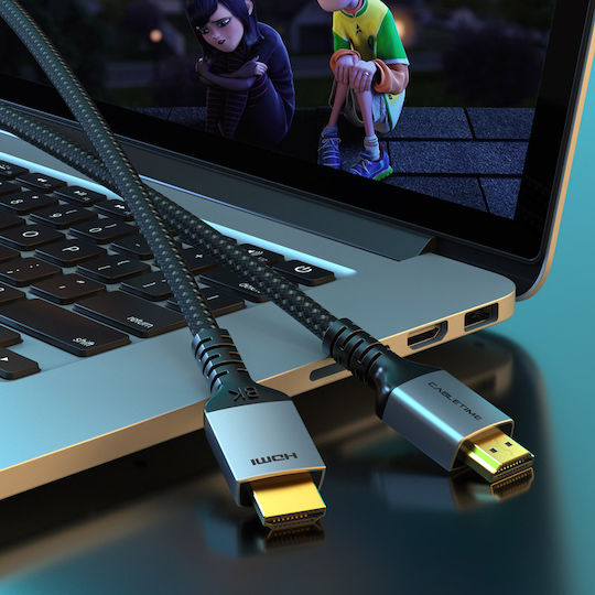 Cabletime HM8K HDMI 2.1 Ultra High Speed 48Gbps 4K 120Hz HDR VRR Braided HDMI Cable HDMI Male - HDMI Male 1m Black
