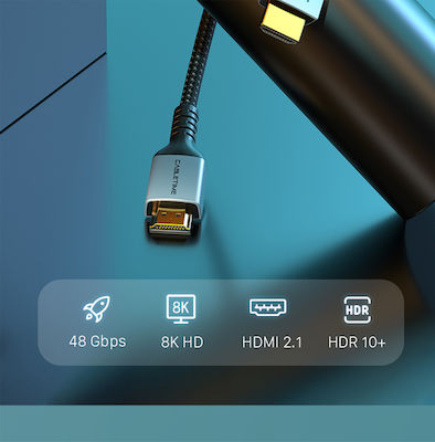 Cabletime HM8K HDMI 2.1 Плетена Кабел HDMI мъжки - HDMI мъжки 1м Черно