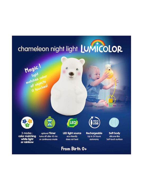 Pabobo Nursery Night Light LED Bear USB White Warm with Sensor