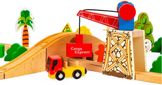 Ecotoys Σιδηροδρομικός Σταθμός Σετ με Τρενάκι από Ξύλο για 3+ Ετών