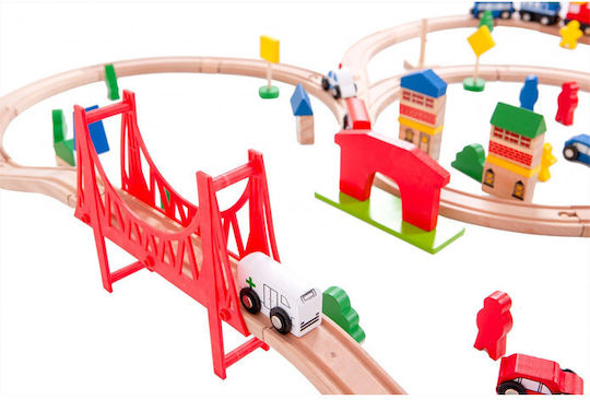 Ecotoys Σιδηροδρομικός Σταθμός Σετ με Τρενάκι από Ξύλο για 3+ Ετών