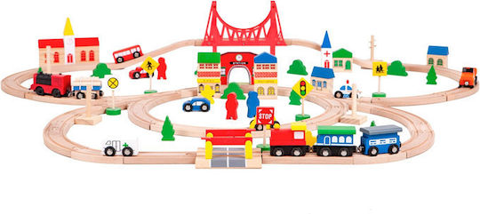 Ecotoys Σιδηροδρομικός Σταθμός Σετ με Τρενάκι από Ξύλο για 3+ Ετών