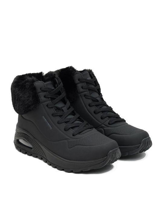 Women's Ankle Boots Platform & Fur Black