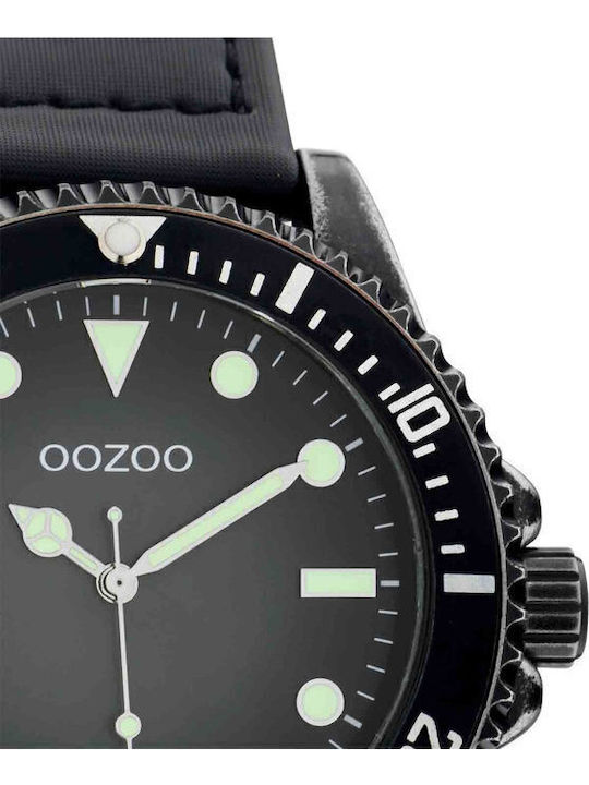 Oozoo Timepieces Ανδρικό Ρολόι 42mm Μπαταρίας με Μαύρο Δερμάτινο Λουράκι
