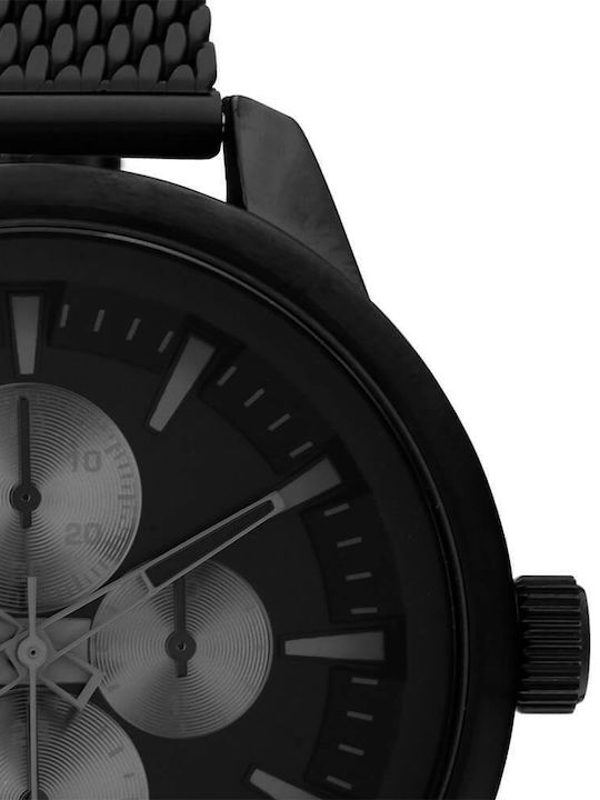 Oozoo Timepieces Ανδρικό Ρολόι 45mm Χρονογράφος Μπαταρίας με Μαύρο Μεταλλικό Μπρασελέ