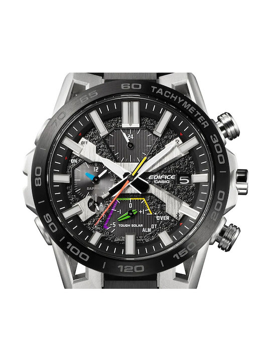Casio Edifice Herrenuhr 48mm Solar mit Schwarz Kautschukarmband