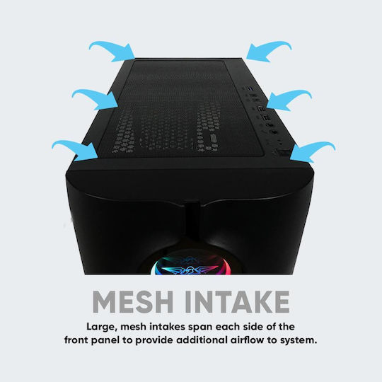 Armaggeddon Tron Holo 3 Gaming Midi Tower Κουτί Υπολογιστή με Πλαϊνό Παράθυρο και RGB Φωτισμό Μαύρο