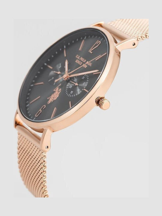 U.S. Polo Assn. Attitude Ceas Barbati 40mm Baterie cu Brățară din Metal Roz Gold
