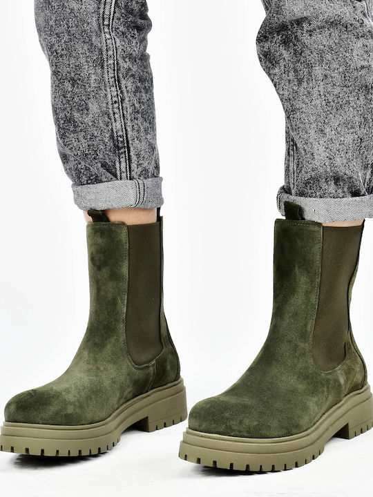 Suede Women's Chelsea Boots Khaki