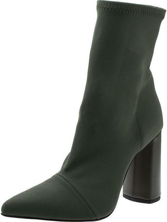 Women's Ankle Boots with High Heel Khaki