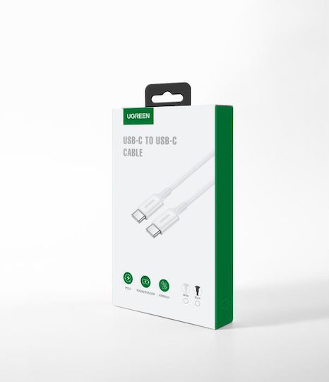 Ugreen US264 USB 2.0 Cable USB-C male - USB-C 60W PD Λευκό 2m 60520