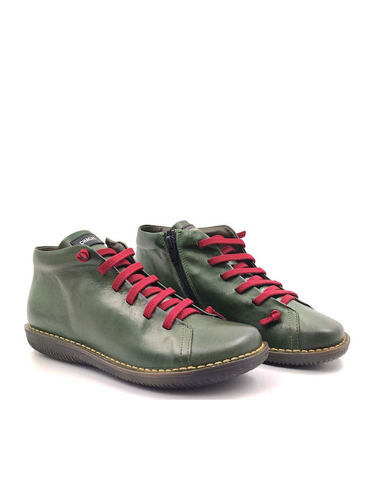 Leather Women's Ankle Boots Khaki