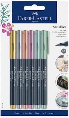 Faber-Castell Metallics Markere de Proiectare 5mm Multicolor 6buc 160706