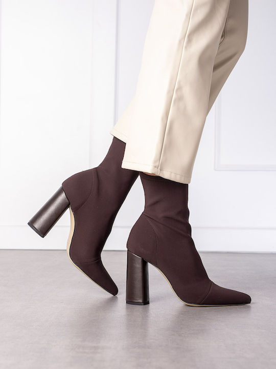 Women's Ankle Boots with High Heel Burgundy