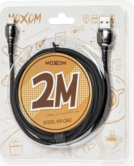 Moxom MX-CB44 Braided USB-A la Cablu Lightning Negru 4m