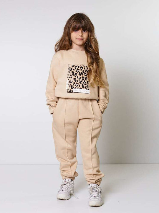 Action Sportswear Kids Sweatpants Set Beige 2pcs