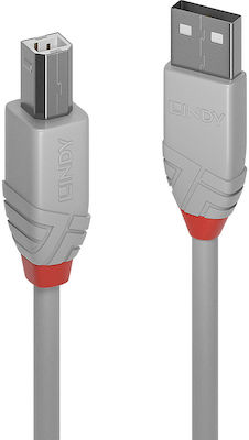 Lindy 2m USB 2.0 Cable A-Male to B-Male Gray (36683)