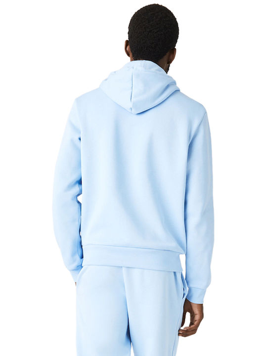 Lacoste Men's Sweatshirt with Hood and Pockets Light Blue