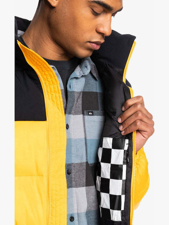 Wolf Shoulder Colourblock Winter Jacket Puffer Yellow