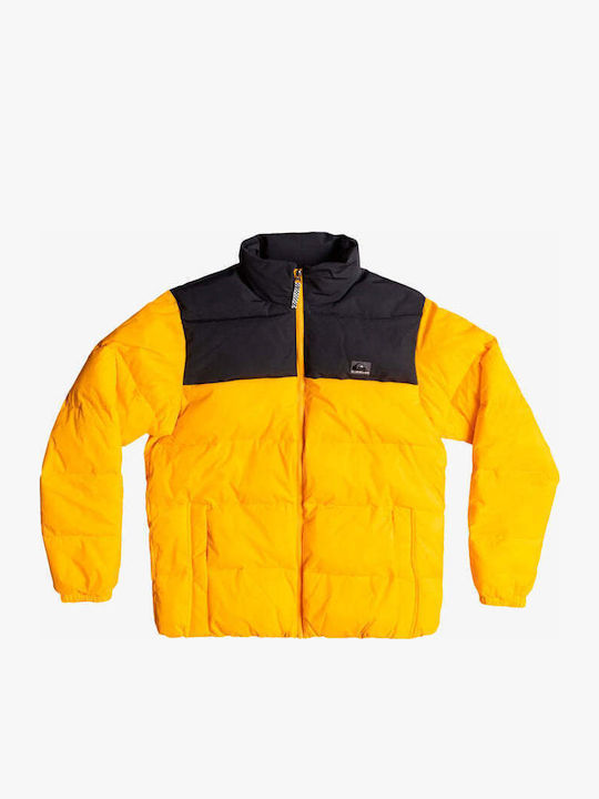 Wolf Shoulder Colourblock Winter Jacket Puffer Yellow