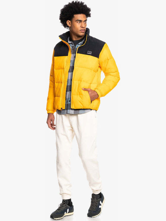 Wolf Shoulder Colourblock Winter Jacket Puffer Yellow