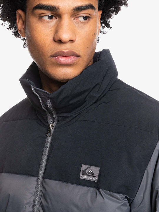 Wolf Shoulder Colourblock Winter Jacket Puffer Gray
