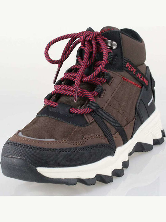 Kids Waterproof Leather Hiking Boots Brown