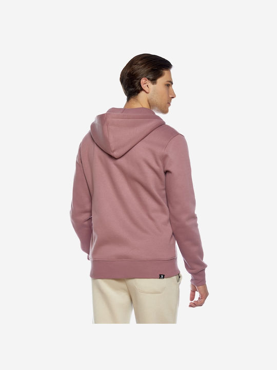 Brokers Jeans Men's Sweatshirt Jacket with Hood and Pockets Pink