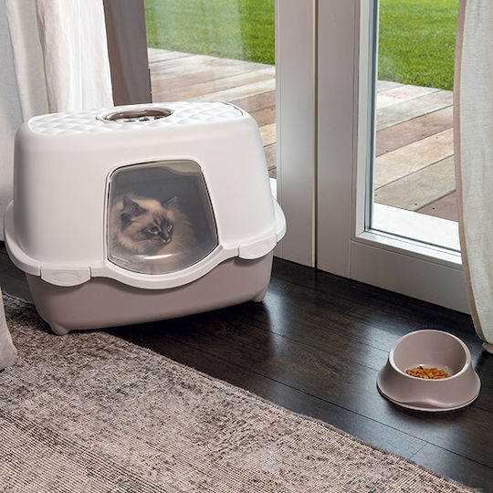 Stefanplast Tres Chic Indoor Cat Toilet Closed with Filter Beige L56 x W39 x H39cm