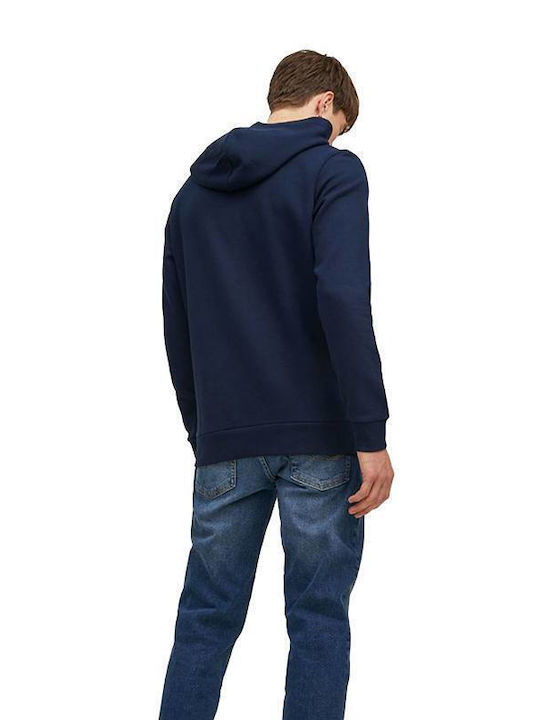 Jack & Jones Men's Sweatshirt with Hood & Pockets Navy Blazer/Grey Army