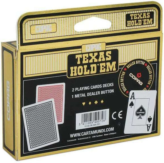 Cartamundi Texas Hold'Em Σετ Τράπουλα 2τμχ Πλαστικοποιημένη Μαύρη/Κόκκινη