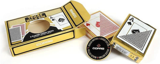 Cartamundi Texas Hold'Em Σετ Τράπουλα 2τμχ Πλαστικοποιημένη Μαύρη/Κόκκινη