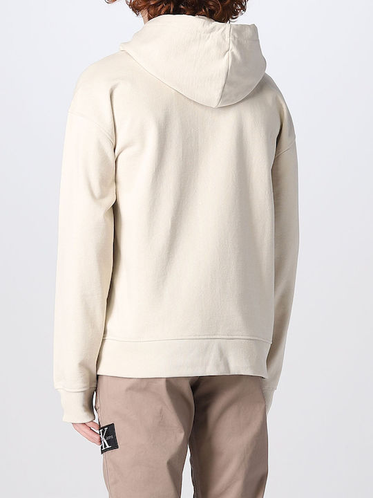 Calvin Klein Men's Sweatshirt with Hood and Pockets Beige