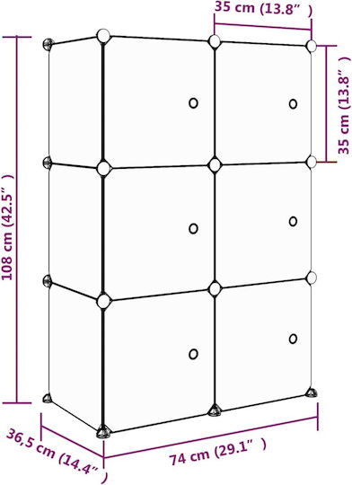 vidaXL Spielzeug Aufbewahrungssystem aus Kunststoff Mehrfarbig 74x36.5x108cm 1Stück