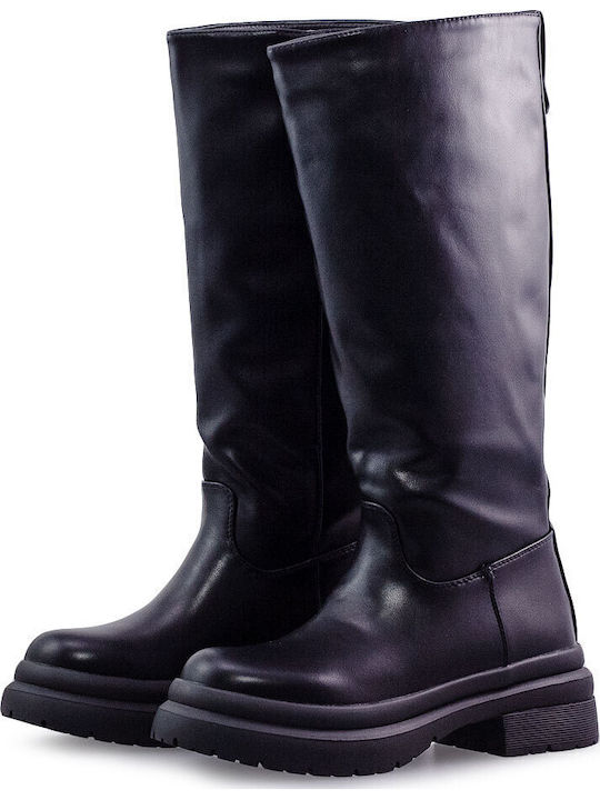 Synthetic Leather Women's Boots with Rubber Black