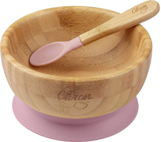 Citron Σετ Φαγητού από Bamboo με Αντιολισθητική Βάση Ροζ 2τμχ για 4+ μηνών