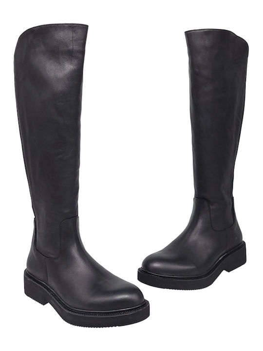 Leather Women's Boots with Rubber Black