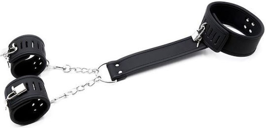 IntoYou Black Shadow Collar with Handcuffs Neck & Limb Restraint Set Vegan Leather in Black Color