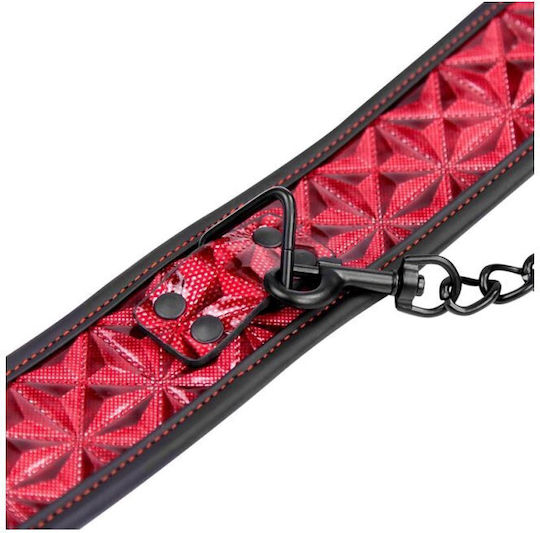 IntoYou Diamond Line Collar With Leash Guler în Culoare Roșu