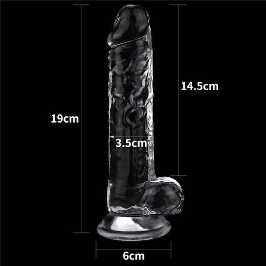 Lovetoy Flawless Realistic Dildo With Scrotum And Suction Cup Transparent 19cm