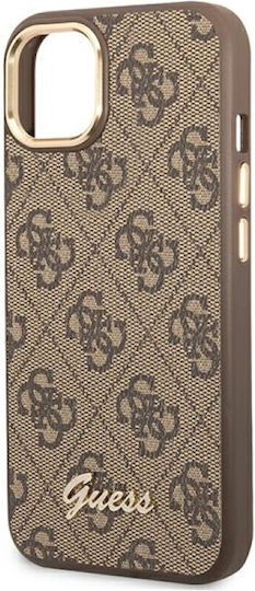 Guess Vintage Gold Logo Umschlag Rückseite Kunststoff Braun (iPhone 14 Plus)