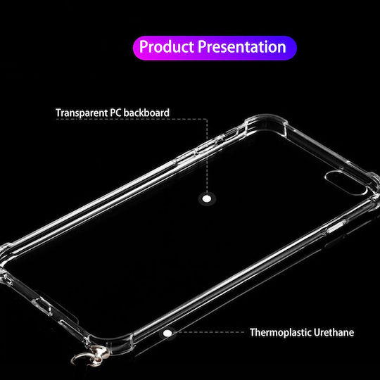 Sonique Armor Back Cover Silicon cu Curea Rezistent Transparent / Roz (iPhone 13 Pro Max)