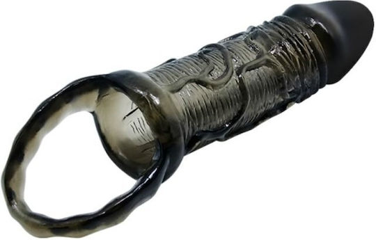 Baile Men Extension Penis Sleeve with Ball Ring Προέκταση Πέους Μαύρη 13.5cm
