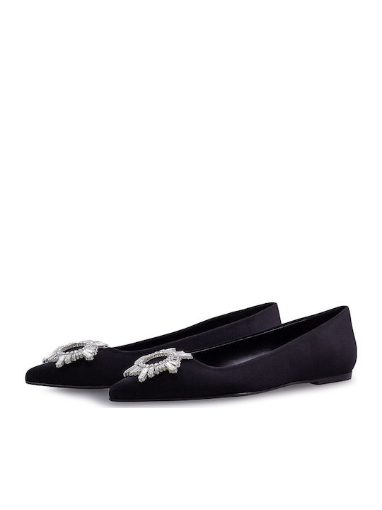 Satin Pointy Ballerinas Black