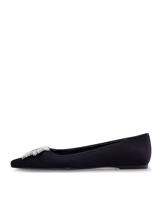 Satin Pointy Ballerinas Black