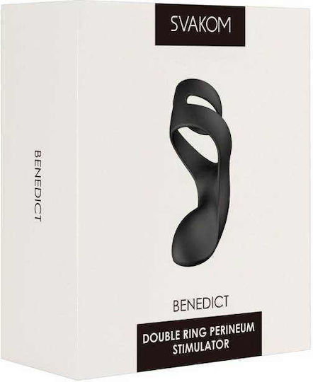 Svakom Benedict Double Ring & Perineum Stimulator Δονούμενο Δαχτυλίδι Πέους Black